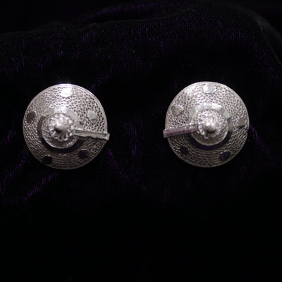 Cone Silver Bead Filigree Earring Stud