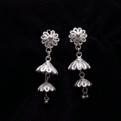 Jhaalar Silver Filigree Earrings