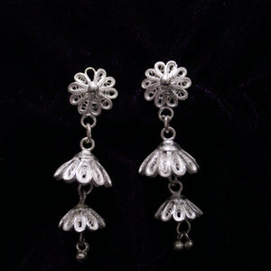 Jhaalar Silver Filigree Earrings