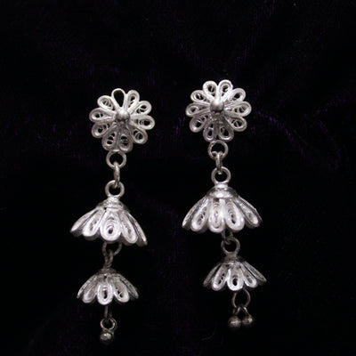 Jhaalar Silver Filigree Earrings