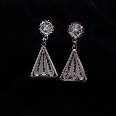 Triangle Designed Silver Filigree Earrings