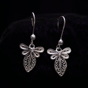 Sterling Leaf Shape Silver Filigree Earring Set