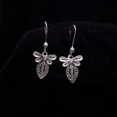 Sterling Leaf Shape Silver Filigree Earring Set