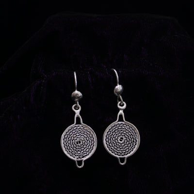 Classic Chandbali Silver Filigree Earrings