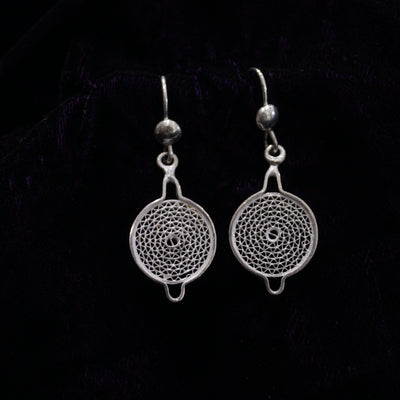 Classic Chandbali Silver Filigree Earrings