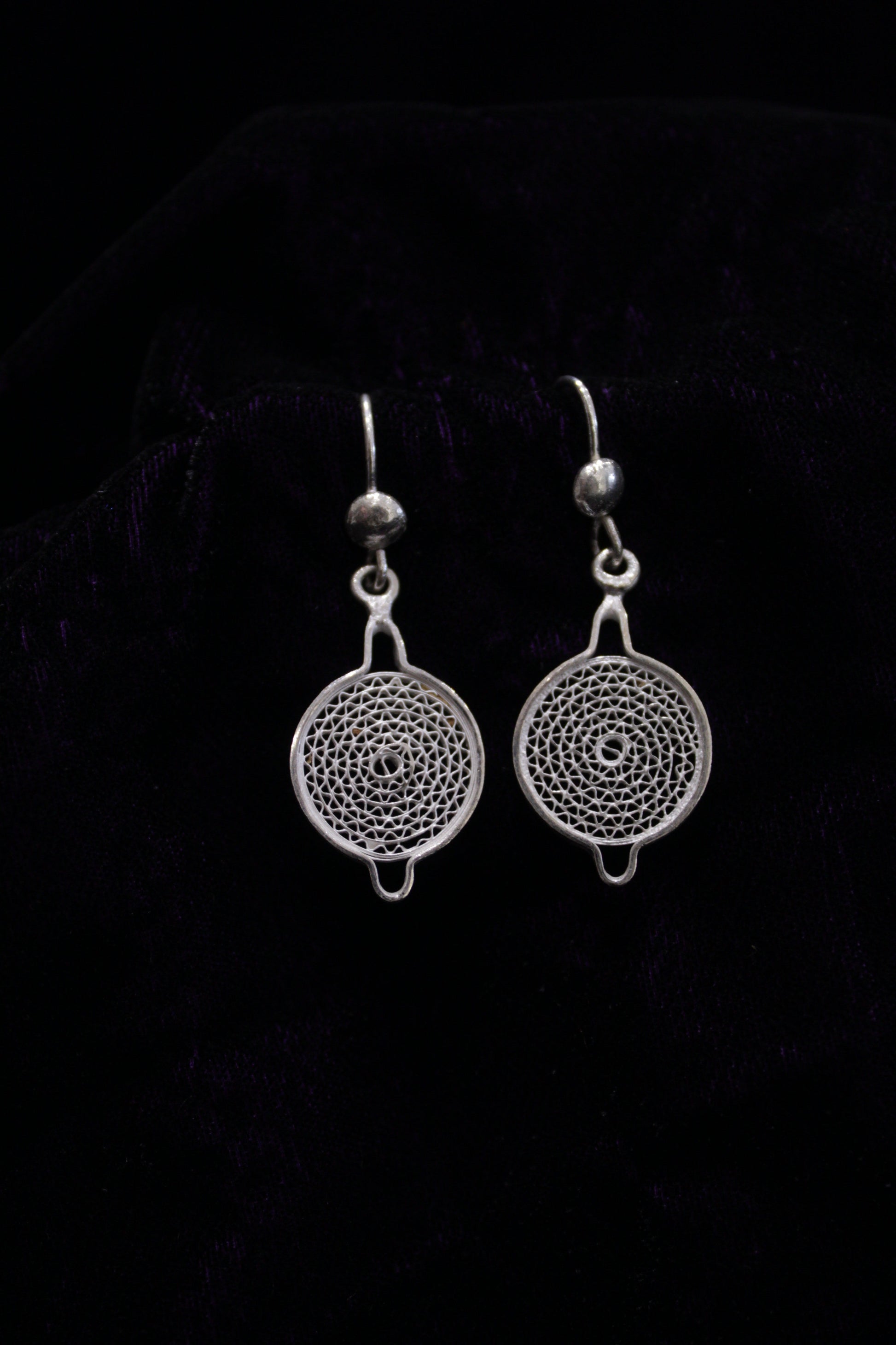 Classic Chandbali Silver Filigree Earrings
