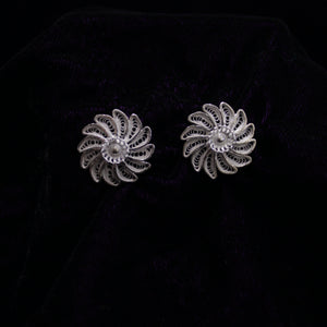 Floral Silver Filigree Earring Stud