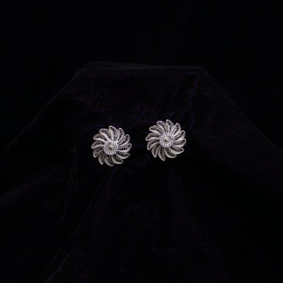 Floral Silver Filigree Earring Stud