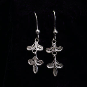 Sterling Leaf Shape Silver Filigree Earring Set