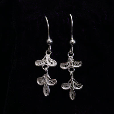 Sterling Leaf Shape Silver Filigree Earring Set