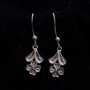 Floral Designed Silver Filigree Earrings