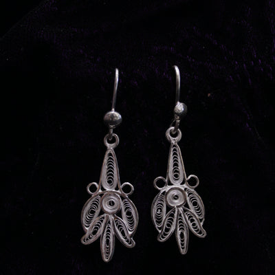 Lotus Design  Silver Filigree Earring Set