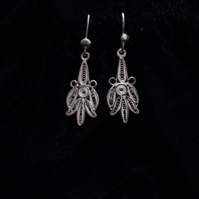 Lotus Design  Silver Filigree Earring Set