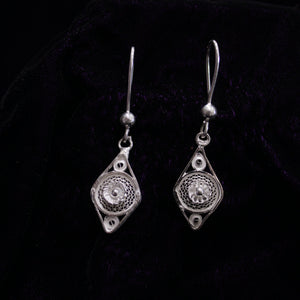 Rhombus Silver Bead Filigree Earring
