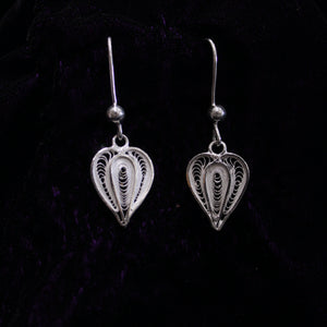 Betel Leaf Shape Silver Filigree Earring Set