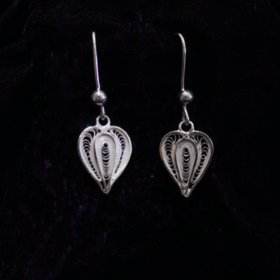 Betel Leaf Shape Silver Filigree Earring Set