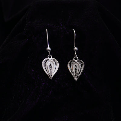 Betel Leaf Shape Silver Filigree Earring Set