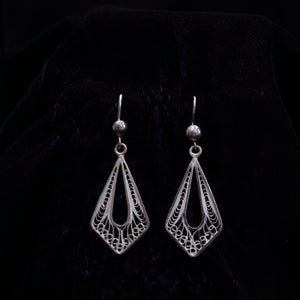 Diamond Silver Bead Filigree Earring Stud