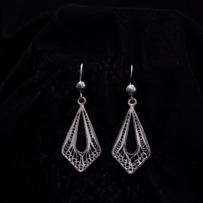 Diamond Silver Bead Filigree Earring Stud