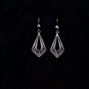 Diamond Silver Bead Filigree Earring Stud