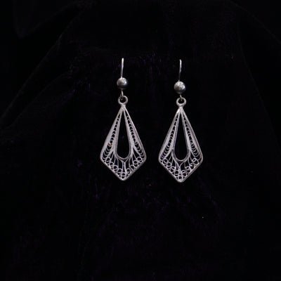 Diamond Silver Bead Filigree Earring Stud