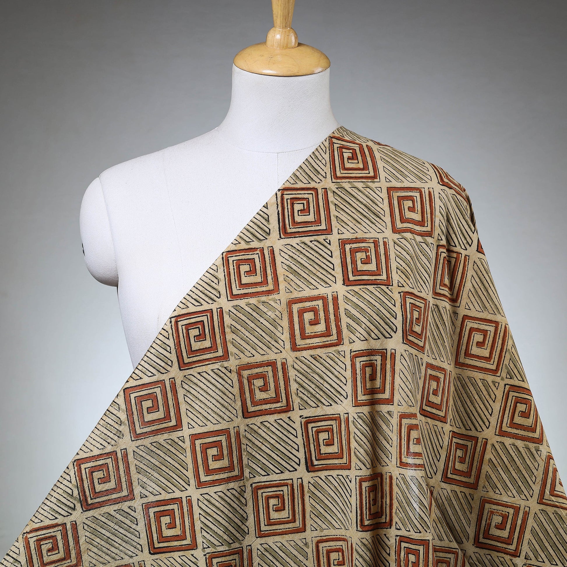 Beige - Kalamkari Block Printed Cotton Fabric