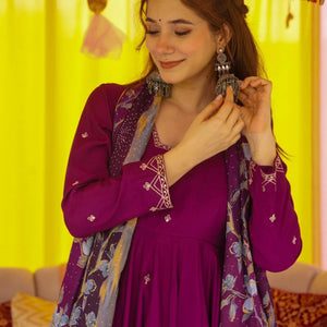 Imperial Purple muslin suit set