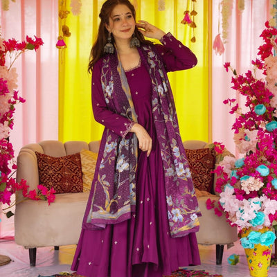 Imperial Purple muslin suit set