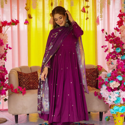 Imperial Purple muslin suit set