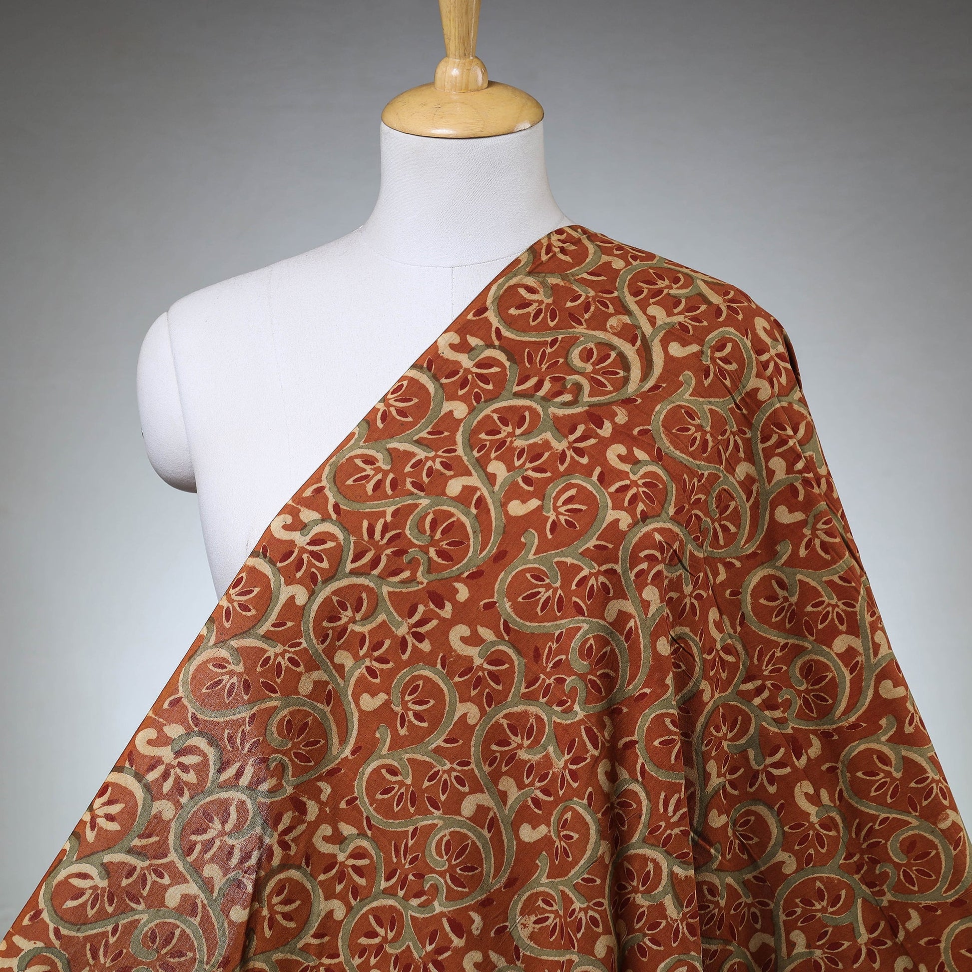 Brown - Kalamkari Block Printed Cotton Fabric