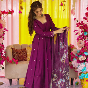 Imperial Purple muslin suit set