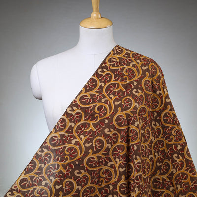 Brown - Kalamkari Block Printed Cotton Fabric