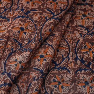 Brown - Kalamkari Block Printing Natural Dyed Cotton Fabric
