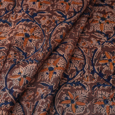 Brown - Kalamkari Block Printing Natural Dyed Cotton Fabric