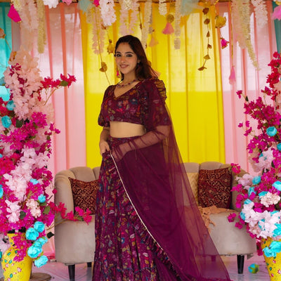Sapphire graceful chinon lehenga set