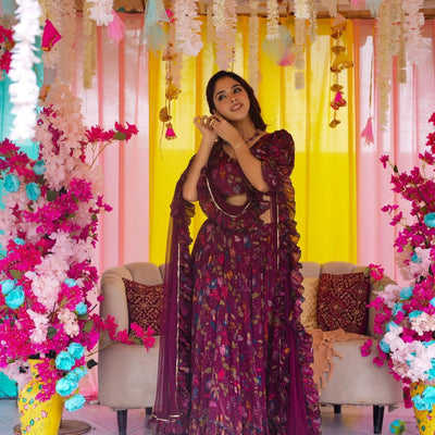 Sapphire graceful chinon lehenga set