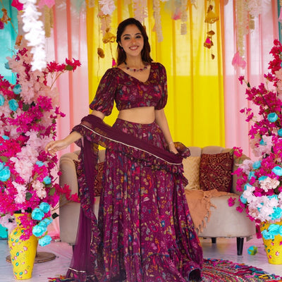 Sapphire graceful chinon lehenga set