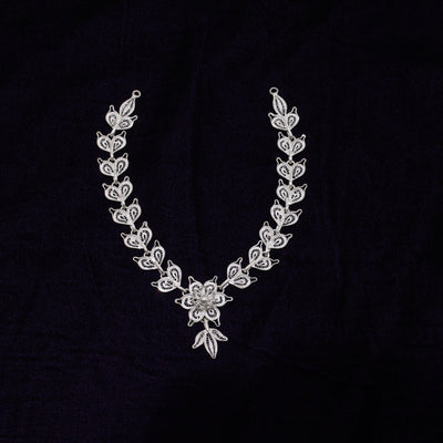 Designer Silver Filigree Necklace With Earring Set