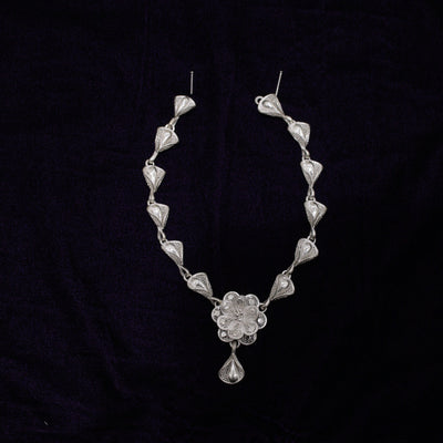Bouquet Stud Silver Filigree Necklace With Earrings Set