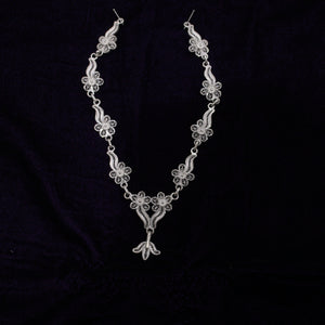 Silver Filigree Necklace With Earrings Set