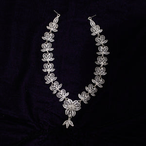 Pure Silver Filigree Necklace With Earrings Set