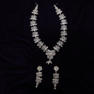 Pure Silver Filigree Necklace With Earrings Set