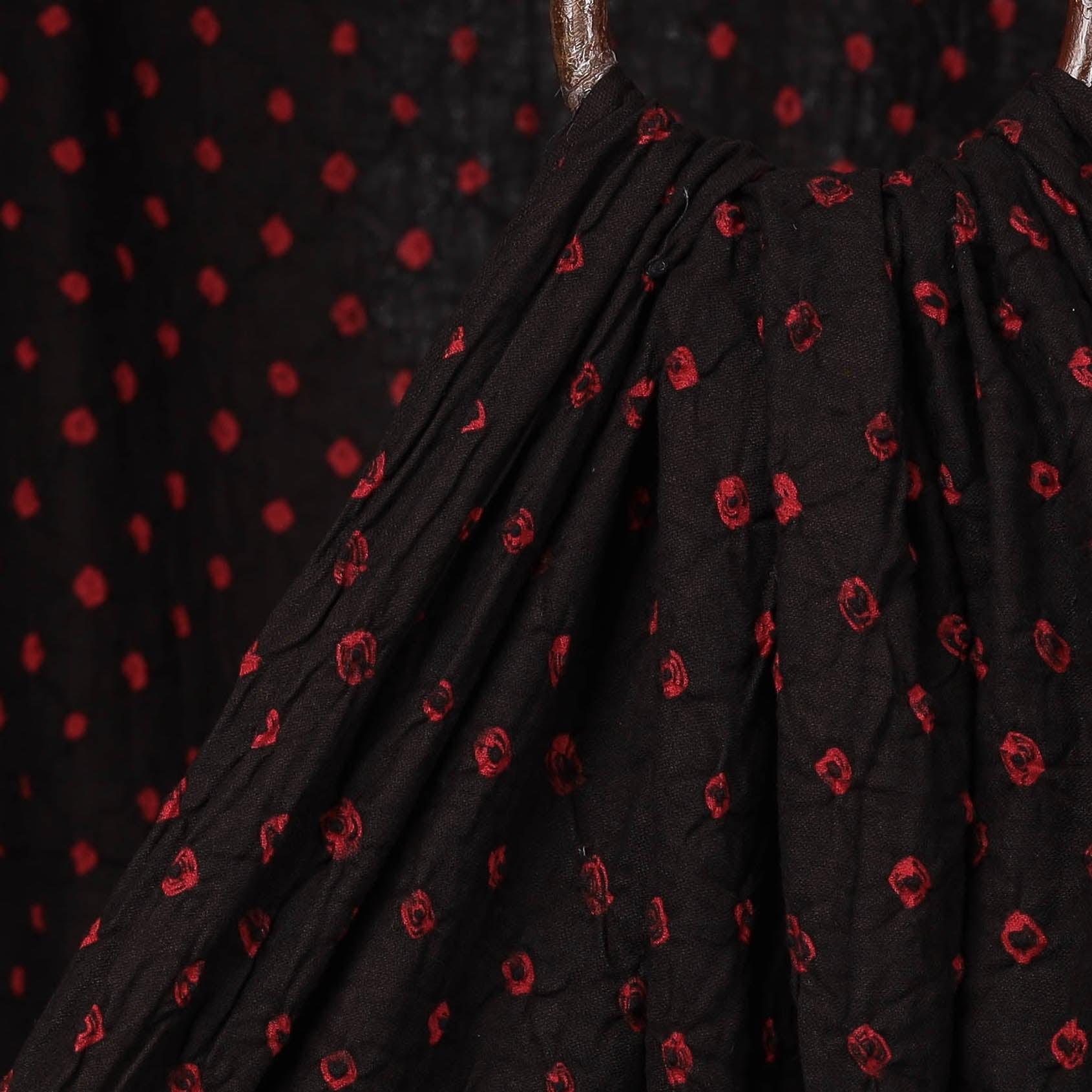 Black - Kutch Tie-Dye Mul Cotton Bandhani Fabric 02