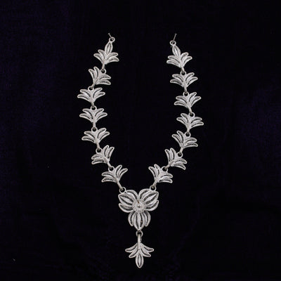Pure Silver Filigree Necklace With Earring Set