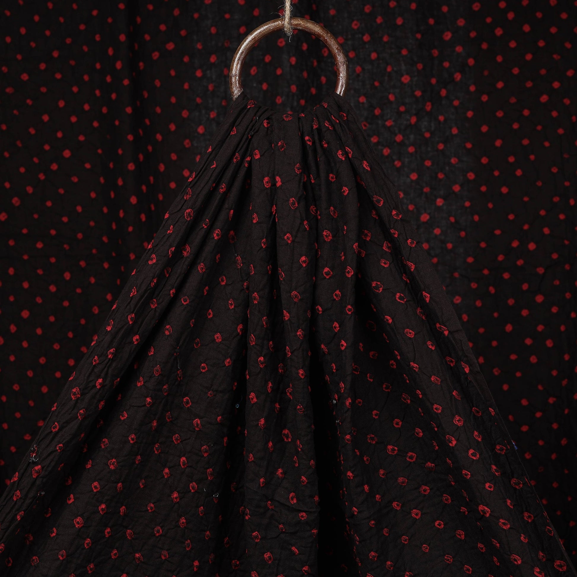 Black - Kutch Tie-Dye Mul Cotton Bandhani Fabric 02