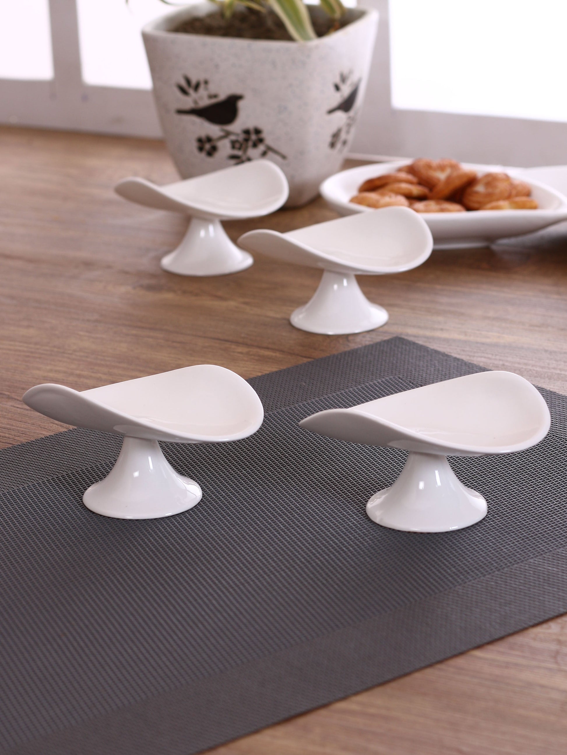 Clay Craft Basic Desert Mini Stand Plain White 4 Pieces