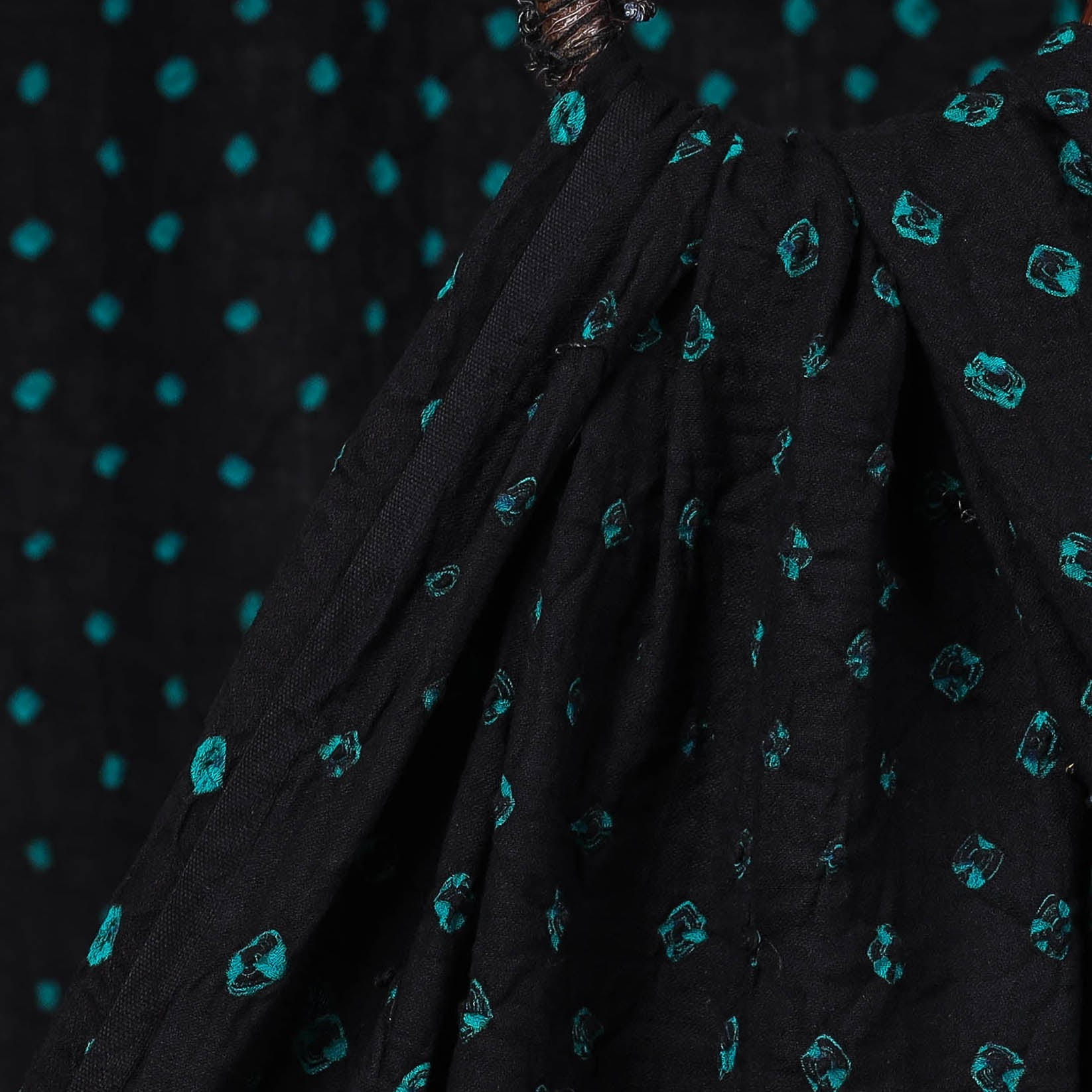 Black - Kutch Tie-Dye Mul Cotton Bandhani Fabric 01