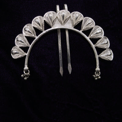 Bouquet Design Silver Filigree Hair Pin