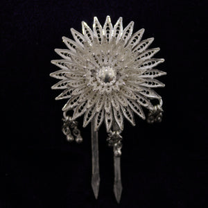 Lotus Design Silver Filigree Hair Pin