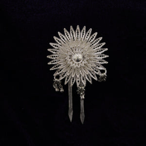 Lotus Design Silver Filigree Hair Pin